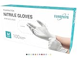 EUROPAPA® 100x Nitrilhandschuhe Box Einweghandschuhe, Einmalhandschuhe, Untersuchungshandschuhe, Nitril Handschuhe, puderfrei, ohne Latex, unsteril, latexfrei, disposible gloves (M, Weiß)