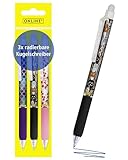 Online magiXX, 3x Radierstift Girls I Gelschreiber blau radierbar mit 0,7mm Strichstärke I Tintenroller zum Schreibenlernen, Büro I Erasable Pen Set I Radierbarer Kugelschreiber Schüler