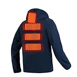 Beheizbare Pullover Herren Damen, Beheizbarer Hoodie mit 3 Einstellbar Temperatur, 7 Heizzonen Schnelles Aufheizen USB Elektrische Beheizbare Sweatshirt Winddicht Winter Warm Kapuzepullover mit Tasche