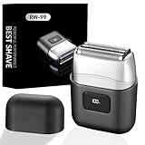 Folienrasierer, Elektrorasierer für Herren, mit 3 Präzisionsklingen und LED-Display, Nass- und Trockenverwendung und Reiseschloss, Mini-Rasierer für Herren, kabellos, wiederaufladbar, 80 Minuten