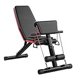 HUIBBGO Römischer Stuhl, Hantelhocker, Faltbare Trainingsbank, Sit-Up-Schrägbank, Bauchmuskelbank, Flache Fliegengewichtspresse, verstellbare Hantelbänke, Fitnessgerät, Schwarz & Rot