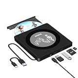 Externes Blu-Ray-DVD-Laufwerk, USB 3.0 Typ-C Bluray-Brenner mit 2 USB- und TF/SD-Steckplätzen, tragbares Blu-ray-Laufwerk, Blu-Ray-Laufwerk, Blu-Ray-CD, DVD-Lesegerät für Laptop, Mac, MacBook, PC,