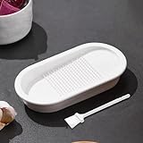 Manuelle Ingwerreibe, Ingwer-Knoblauchreibe, Kunststoff-Knoblauchmühle, Küchen-Gemüse-Mahlreibe, Keramikreibe (S, weiß)