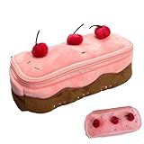 Generisch Süßes Kirsche Federmäppchen In Pink – Großes Fassungsvermögen & Weicher Stoff | Spezielles Schlamperetui Für Mädchen & Schüler – Etui Für Stifte & Zubehör