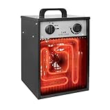 HENGMEI 5KW Elektroheizer Heizlüfter Bauheizer Baustellenheizer Elektroheizung mit Thermostat 3 Heizstufen Heizgebläse für Baustelle, Werkstatt, Garage