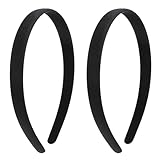 JIYIN 2 Stück Satin Haarreifen,1.5cm Schwarz Breit Haarband Thin Satin Headbands Einfach Haarreife DIY Einfarbige Haarreif für Mädchen Damen