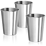 com-four® 3X Edelstahl-Trinkbecher - Becher aus Edelstahl 304 - Leichter Campingbecher 200 ml - Reisebecher bruchsicher und BPA-frei (200ml)