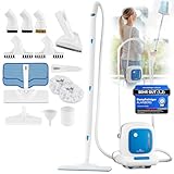 ALANBERG Dampfreiniger [Aufheizzeit 15 Sek.] mit 6-Dampfintensitäten | 1.3L-Tank | 20-teiliges Bodenreinigungsset | Steam Cleaner | Dampfreiniger Handgerät oder Rollend | gegen Schmutz und Bakterien