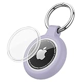 Wanme Airtag Schlüsselanhänger, Schutzhülle für Apple AirTag, wasserdichter Deckel, TPU, kratzfest, AirTag-Häuser mit Deckel vorne (Violett)