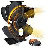 Brandson - wärmebetriebener Kaminventilator - Ofenventilator - Lüfter für Kaminöfen Holzöfen Öfen - 4 Flügel Rotorblätter – Rotordurchmessser 180mm – Wärmeverteiler ohne Strom – schwarz