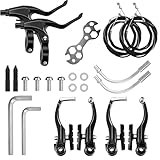 MIHURO Fahrradbremsen, Fahrrad Bremsen Set, Schwarz V-Brake Bremsen Fahrrad, Universal Aluminium Fahrradbremse, Komplettes Bremsseile und Bremshebel Kit für die Meisten Fahrräder