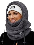 Fuakesor Plüsch Sturmhaube Mütze Winter Thermo Skimaske Fleece Windbeständig Gesichtshaube Mütze Schal Balaclava für Herren Damen (Dunkelgrau)