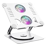 Dfstvup Ergonomischer Laptop -Riser, Faltbarer Laptop -Stand | 360 Grad Rotatable Laptop Ständer mit Kühllüfter,Aluminiumlegierung Heben Faltregal Basis Notebook Riser für Zuhause
