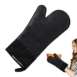 Silikon Ofenhandschuhe hitzebeständig, extra lange Rutschfeste Design wasserdichte Fingerküchenhandschuh, Silikon Ofenhandschuhe Set für