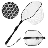 wiipara Teleskop Kescher Angeln, Fishing Gummierter Kescher zum Angeln, Faltbarer Unterfangskescher Teichkescher Karpfenkescher Kescher Gummiert Fischernetz für Süßwasser Salzwasser, Angelzubehör