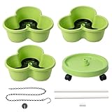 Vertikaler Pflanzgefäß, stapelbarer Pflanzgefäß, 3-stöckige Töpfe, Turm mit abnehmbaren Rädern, Werkzeuge für Gemüse, Erdbeeren, Küche, Innen- und Außenbereich, Balkon, Terrasse