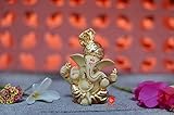 SAUDEEP INDIA Vergoldetes Ganesha-Idol für Heimdekoration, Lord Ganpati Statue, Auto, Armaturenbrett, Schreibtisch, Bürotisch, schöner Ganesh Ji Murti zum Verschenken, Ghanu-Figur, Schaustück-Skulptur