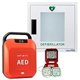 Erste Hilfe Defibrillator & Metallwandkasten mit Alarm für Zuhause/Gewerbe für Laien und Profis mit automatischer Schockabgabe Primedic HeartSave YA, 8 Jahre Garantie des Herstellers, Sprache: DE/EN