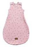 Baby Schlafsack Esel Emmi Girl Flora rose aus Musselin mit Jerseyfutter, Neugeborenenschlafsack Größe 44, zartrosa, TOG 0,50