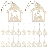 CORHAD 40 Stück Teiliges DIY Holzkrippen-Ornament Naturbelassene Holzanhänger für Geburt Jesu Dekoration Handgestaltbare Christliche Holzanhänger zum Aufhängen Rustikale