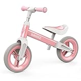 MHCYLION Laufrad ab 1.5-4 Jahre bis zu 25 kg, Lenkrad und Sattel höhenverstellbar, Lenkradschloss, Ultraleicht Kinderlaufrad Balance Fahrrad für Jungen Mädchen(Rosa)