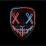 Costumed Halloween Maske Purge LED - Kostümmaske steuerbar für Halloween, Fasching & Karneval als Kostüm & Verleidung für Herren & Damen (Farbauswahl) (blau/rot)