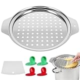 Spätzleblech, Edelstahl Spätzlesieb Aus Edelstahl Runden mit Schaber & Verbrühschutzhandschuhe 24-28CM Spätzlepresse Spätzlehobel für Kurze Spätzle