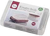 Rayher 34226000 Kreativ- Seife, hautfreundlich, Block 200 g, handgemacht, Wellness zum Selbermachen, 100% vegan, frei von tierischen Fetten und Ölen, Handseife, feste Seife, transparent/weiß