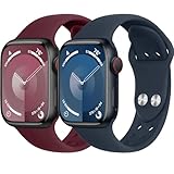 Sportarmband für Apple Watch Armband 44mm 45mm 42mm 40mm 41mm 38mm iWatch Armbänder Ultra 2/Ultra 49mm Herren/Damen,Doppeltaste Weiches Silikon Ersatz Band für Apfelband Series 9 8 7 6 5 4 3 2 se