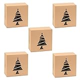 Süßigkeitenboxen aus Kraftpapier mit transparentem Fenster, Weihnachtsschneeflocke, Kuchenbehälter, 5 Stück