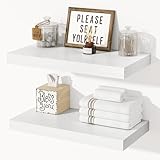 Extra Tiefes 29,5 cm Wandregal Holz Weif, 40cm Wandboard Weiß, Schweberegal aus MDF Holz, Regal Wand für mehr Stauraum, Regalbrett für Küche, Wohnzimmer, Schlafzimmer, Badezimmer & Büro, 2er Set