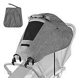KQDRAVINE Sonnensegel Kinderwagen uv schutz Mit Aufbewahrungstasche, Sonnenschutz kinderwagen Sonnensegel buggy Sonnenschutz buggy, Sonnenverdeck Mit Sichtfenster für Alltagsreisen, Camping (Grau）