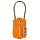 TravelMore Kabel-Gepäckschloss für Flug-Reisen für Koffer und Rucksack TSA-geprüft – TSA-Schloss Orange 1-er Pack (1 Stück)