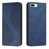 Mo-Somnus Kompatibel mit iPhone 8 Plus/7 Plus Hülle, Magnet PU Leder Flip Wallet Case Tasche Handyhülle, Klappbar iPhone 8 Plus/7 Plus (5,5 Zoll) Brieftasche Klapphülle mit [Kartenfächer] (Blau)