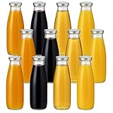 gouveo 12er Set Saftflasche 500 ml mit Schraubverschluss silberfarben - Runde Glasflasche 0,5 l mit Deckel - Leere Flasche zum Befüllen für Küche und Haushalt (CNSF500S)