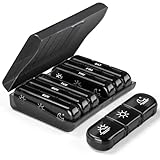 Tablettenbox 7 Tage Morgens Mittags Abends,Klein Pillendose Große Fächer,3 Fächer Pillenbox,Tablettendose Wochenbox Supplement Box Organizer,BPA-freier tragbare Medikamentenbox (Schwarz)