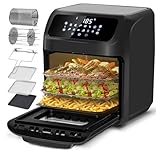 LLIVEKIT Heißluftfritteuse Heißluft-Backofen 12L, Mini-Backofen 1800W mit 6 Zubehör & Rezeptbuch, 12 in 1 Heissluftfritteuse mit digitalen LED-Display, Obst Dehydrator, Barbecue, Air Fryer ohne Öl