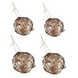 HAPINARY 4 Stück Teiliges kugelförmiges Nest mit Nistmaterial für Papageien und Wildvögel Wetterfestes Vogelnest für Garten Terrasse und Innenbereich Fördert Vogelbrut und Naturbeobachtung