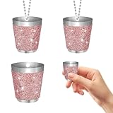 Cohentbliss 4 Stück Schnapsgläser Edelstahl Shot Becher Rosa Shot Glasses Set Mehrweg mit Kette Für Dekoration Hochzeitsfeiern Karneval Geburtstagsfeier Bachelorette Party (30ml)