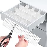 YVCVQKUC 20er-Pack Schubladenteiler, 32 x 7 cm, verstellbare Schubladen-Organizer-Teiler, weiße Schubladenteiler, kosmetik organizer schublade, Schubladeneinsätze für Schlafzimmer, Dessous, Socken