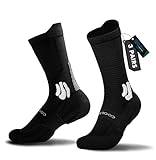 BRISIRA 3 Paar Coolmax Bambus Kompressionssocken，Anti Blasen Atmungsaktiv Geruchskontrolle und Feuchtigkeitstransport Kompressionsstrümpfe，Wandersocken，Laufsocken，Größe 35-51