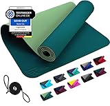 REFIT FITNESS Yoga Matte 190 x 60 x 0,6 cm Moosgrün GeckoGrip Sensi-Plus TPE Yogamatte rutschfest Schadstofffrei Tragegurt Sportmatte Fitnessmatte Gymnastik Sport Pilates