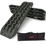 X-BULL 2 Stücke Anfahrhilfe Sandbleche Offroad - 2er-Set Traktionshilfe aus Nylon - Traktionsmatte mit Tragetasche - Besserer Halt der Autoräder - 2 Stück, 106 x 30 x 10 cm - Oliv