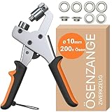 ZWERKZEUG® Profi Ösenzange Set mit 2𝟬𝟬 Ö𝗦𝗘𝗡 𝗜𝗡𝗞𝗟𝗨𝗦𝗜𝗩𝗘 - Ösen-Set (Ø 10mm) I Magnetische Ösenpresse I Ösenstanze für Stoffe, Planen und Sonnensegeln