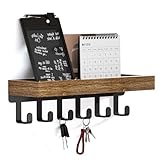SWTYMIKI Schlüsselbrett mit Holztablett und 6 Haken - Multifunktionales Schlüsselhalter/Schlüsselboard, Schlüsselbrett mit Ablage für Flur, Schlafzimmer & Küche, Hängen Küchenbesteck