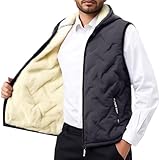 Genérico Steppweste für Herren mit dickem Lammfleece-Futter, winddicht, robust, leichte und warme Jacke für Outdoor-Aktivitäten im Winter, grau, XL