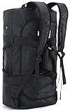MIER Sporttasche Herren Wasserresistente Reisetasche 60L groß Heavy Duty Convertible Sportrucksack mit Rucksackgurten und Schuhfach für Fitnessstudio, Sport, Reisen, Duffle Bag-Schwarz