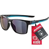 ALPINA FLEXXY COOL KIDS I - Verspiegelte und Bruchsichere Sonnenbrille Mit 100% UV-Schutz Für Kinder, black-cyan, One Size