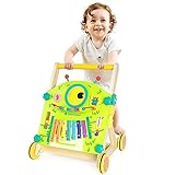 Arkyomi lauflernwagen holz baby lauflernhilfe kippsicher laufwagen motorik lernlaufwagen ab 6 monate Lernspielzeug mit 6 aktivitäten baby walker für lauf lernen wagen mädchen junge