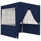 LAPOOH Profi-Partyzelt mit Seitenwänden 2×2m Blau 90 g/m² Pavillon, Faltpavillon, Gazebo, Überdachung Garten, Sonnenschutz Zelt, Poolzelt, Pop Up Zelt, Pergola